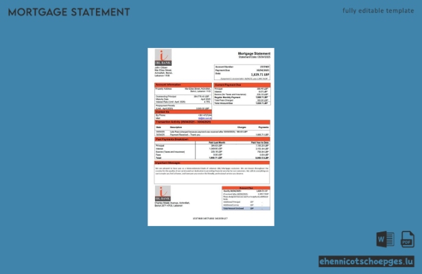 Libanon – Beispiel eines Hypothekenauszugs der Intercontinental Bank of Lebanon (IBL) (Word- und PDF-Datei)